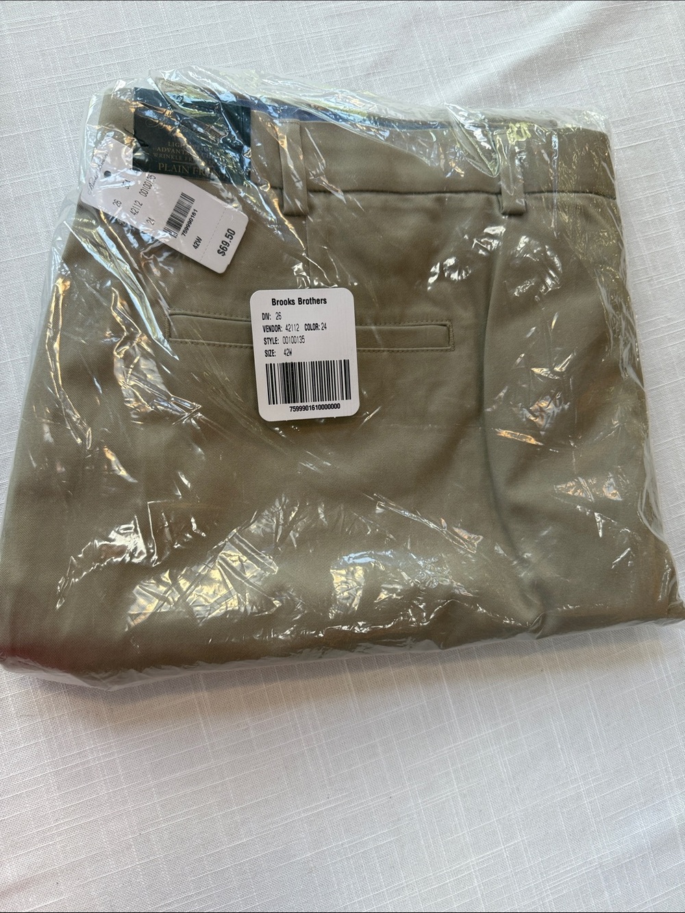Brooks Brothers Men's Tan Chinos Flat-Front Dress shorts